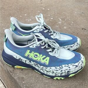 Hoka Blue and Lime Running Shoes